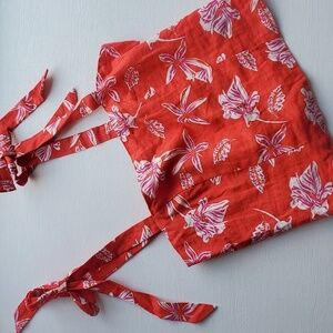 Joie Red White Floral Linen Crop Top 6